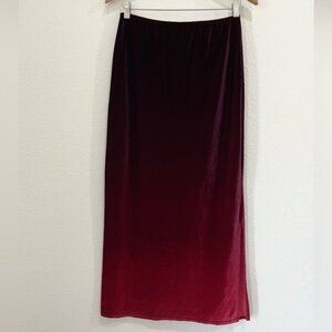 Vintage Velvet Red Ombre Whimsigoth Skirt Slit Dark Fairy Romantic